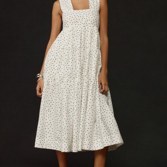 By Anthropologie The Helena Square-Neck Tiered Midi Dress Women's Size XL